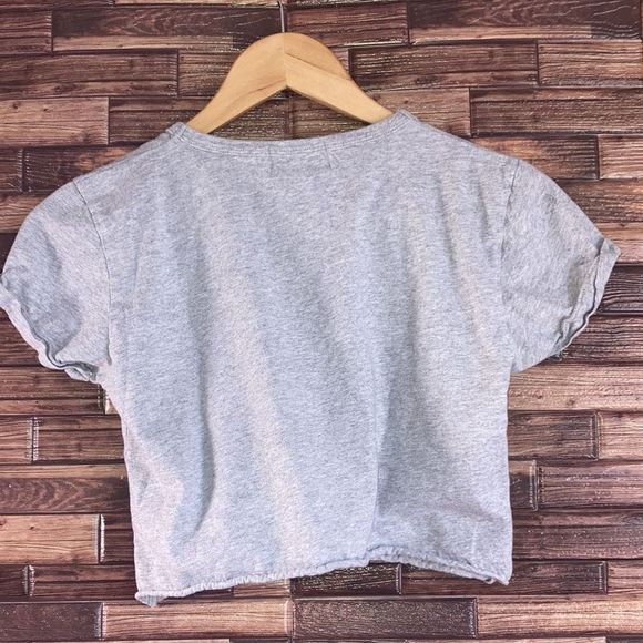 Womens Madison Labiche Paris Gray Crop Top Tee Small w/ Pink Oh LA LA! - Picture 2 of 7